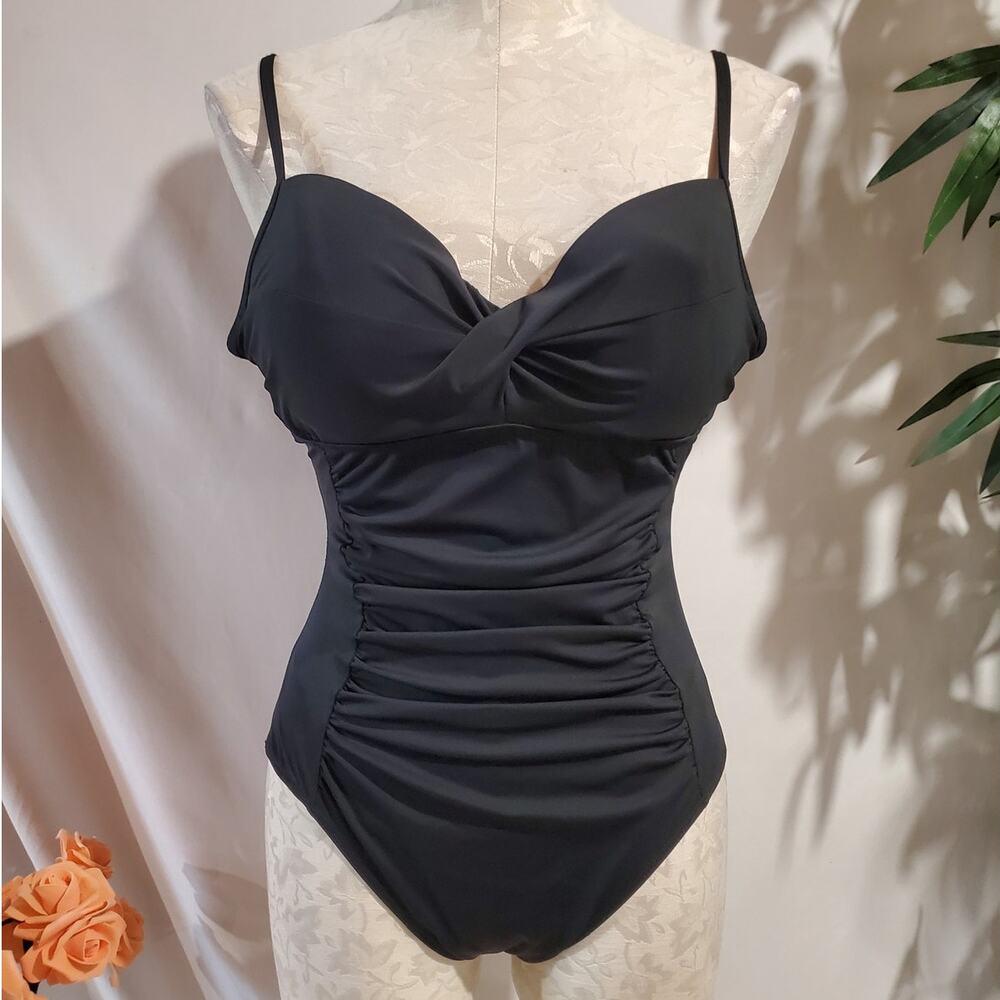SPANX Black Ruched One-Piece Swimsuit